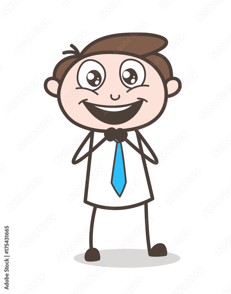 Excited Young Boy Joyful Face Expression Vector Illustration