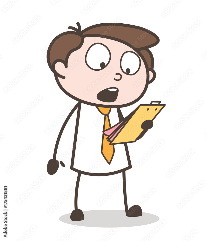 Cartoon Young Candidate Reading Message in Seminar Vector Cartoon Young Candidate Reading Message in Seminar Vector