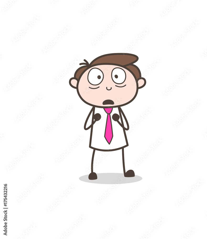 Scared Man Face Expression Vector Illustration