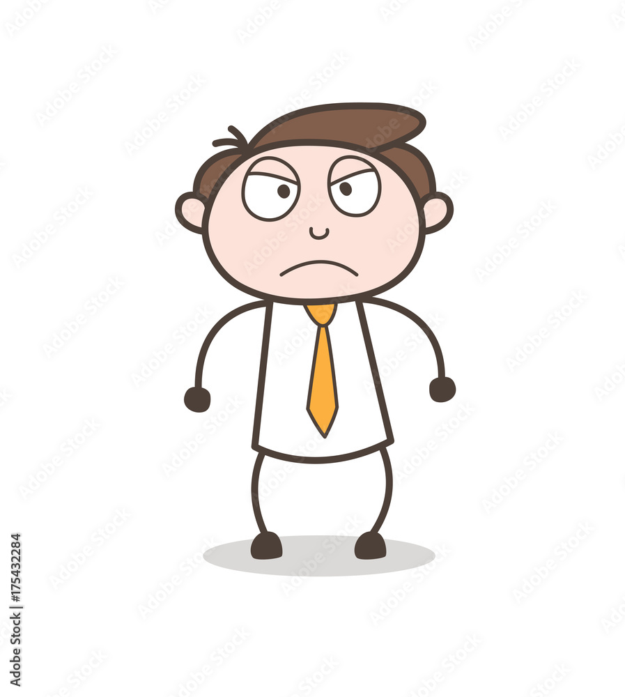 Cartoon Angry Employee Angry Face Expression