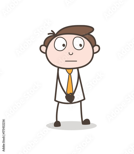 Scared Silent Insurance Agent Standing Pose Vector Illustration