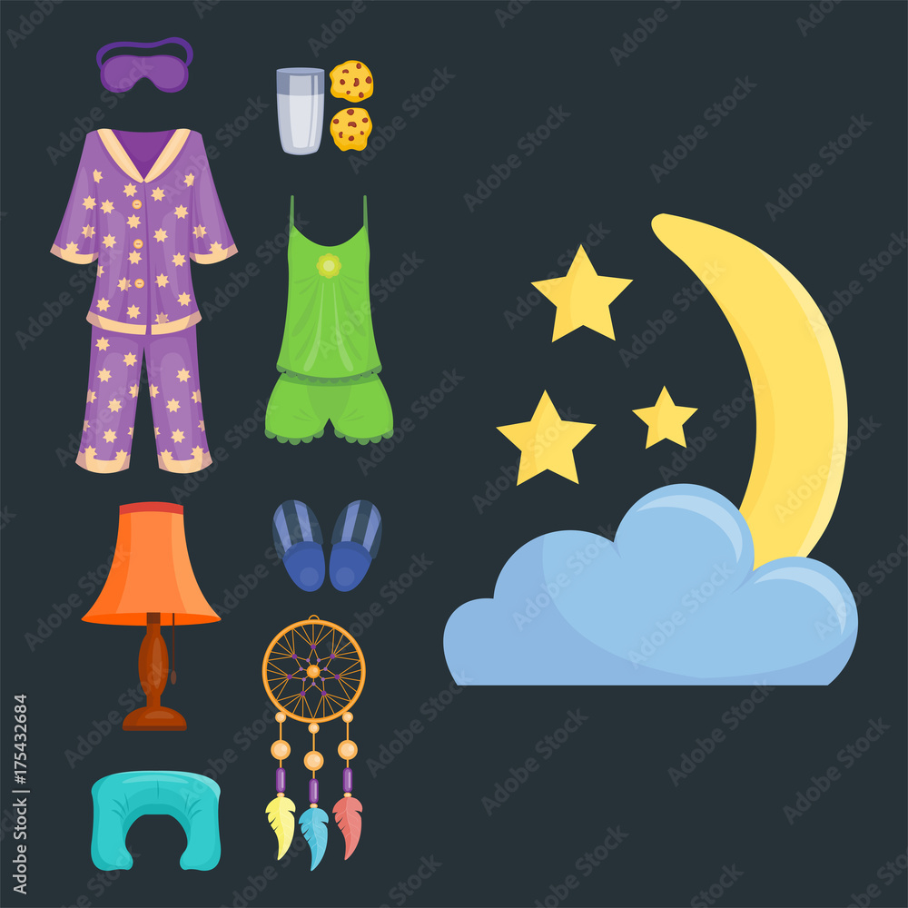 Sleep icons vector illustration set collection nap icon moon relax bedtime night bed time elements. Sleep icons vector illustration set collection nap icon moon relax bedtime night bed time elements.