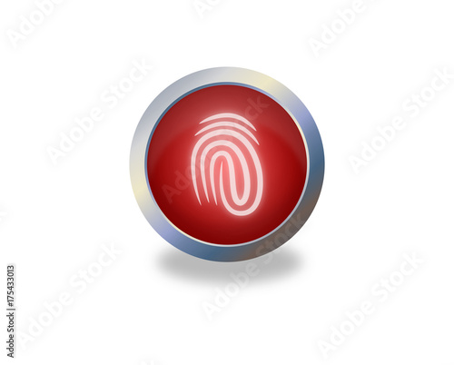 Rode knop met vingerafdruk