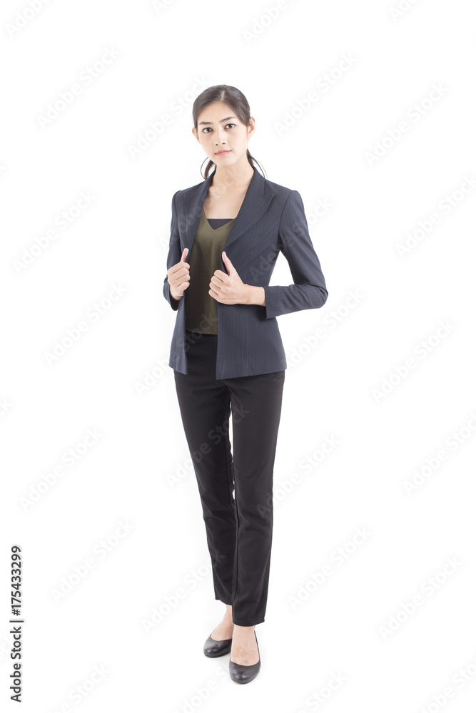 Asian Business Woman smiling, Woman stand and smile, isolated on white background, Woman working concept. Asian Business Woman smiling, Woman stand and smile, isolated on white background, Woman working concept.