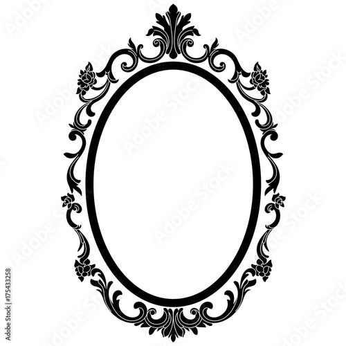 Vintage oval graphical frame in antique style. Vector.