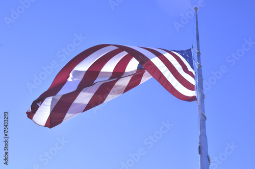 American flag at half staff or half mast photo