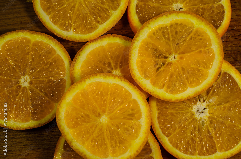 Background of the orange slices. Top view Background of the orange slices. Top view