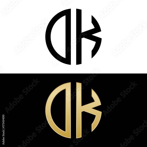 ok initial logo circle shape vector black and gold