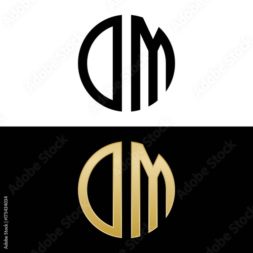 om initial logo circle shape vector black and gold