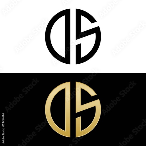 os initial logo circle shape vector black and gold