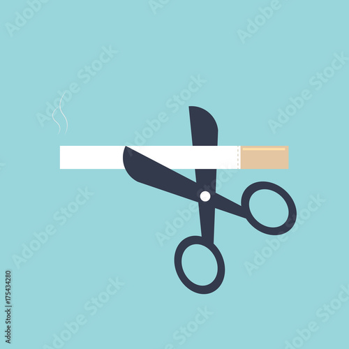 Scissors cut cigarettes ,concept for Quit smoking