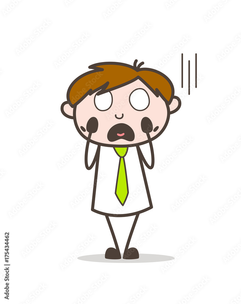 Fearful Boy Screaming in Fear Vector Illustration