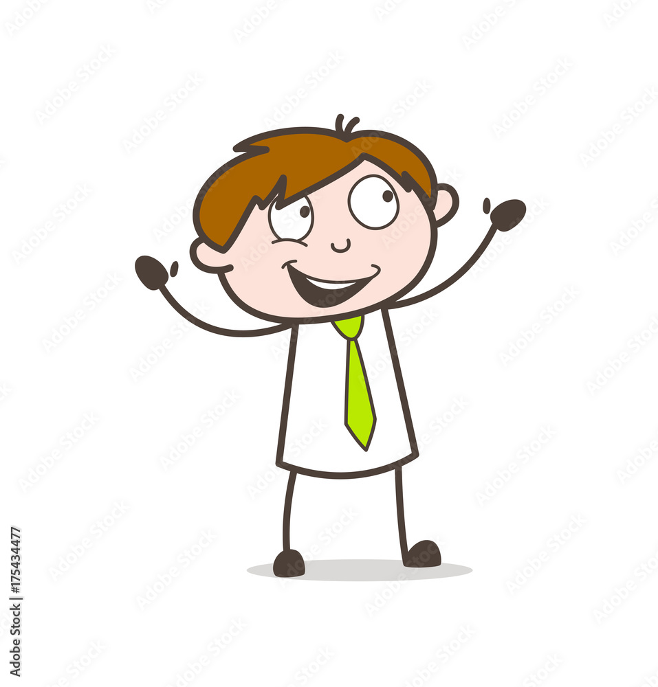 Joyful Excited Office Worker Vector Illustration