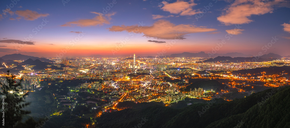 Korea,Seoul cityscape at night, The best view of South Korea