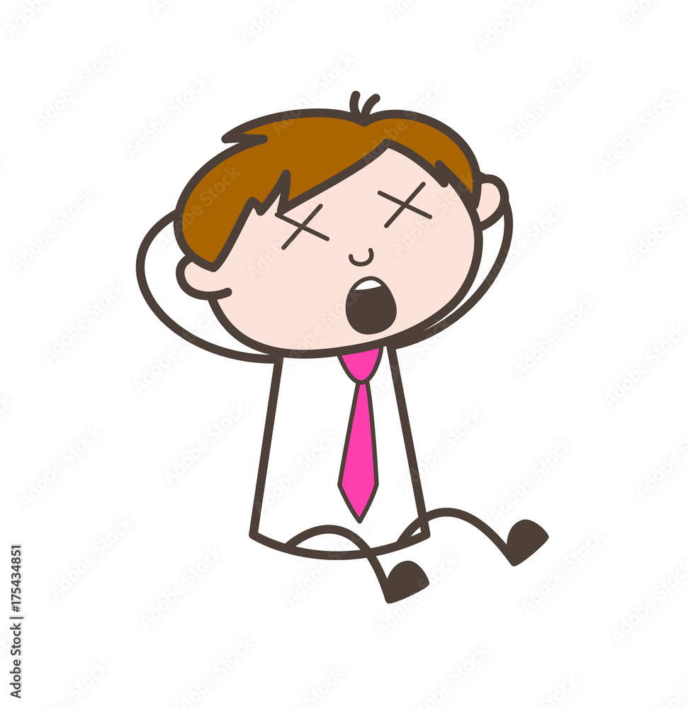 Cartoon Dizzy Face Office Worker Fall-Down Vector