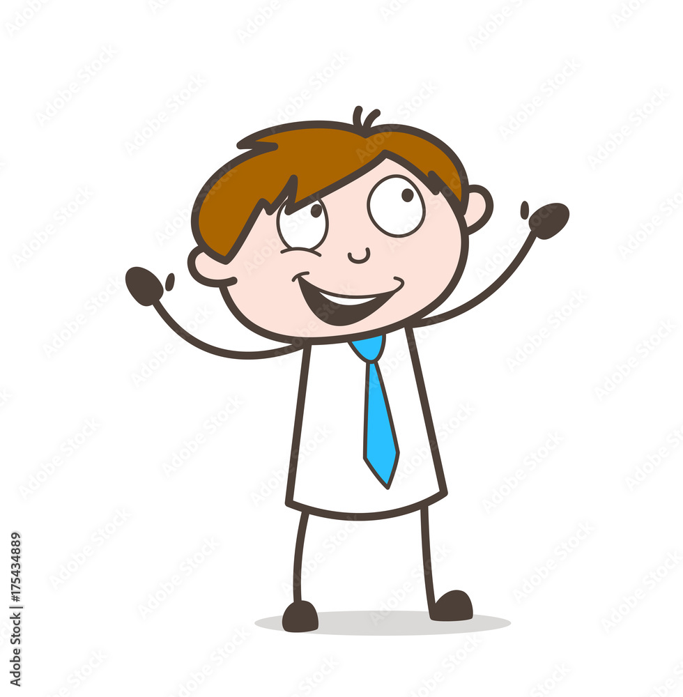 Joyful Cartoon Salesman Character Vector Joyful Cartoon Salesman Character Vector