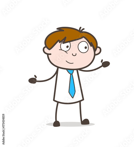 Happy Job Candidate Standing Pose and Hand Gesture