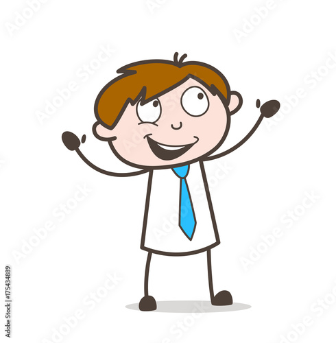 Joyful Cartoon Salesman Character Vector