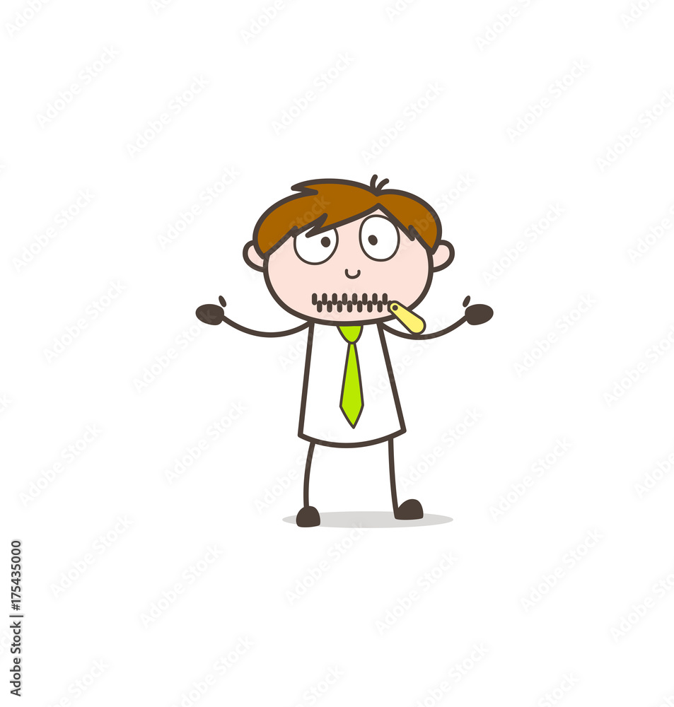 Man with Zipper-Mouth Face Vector Man with Zipper-Mouth Face Vector