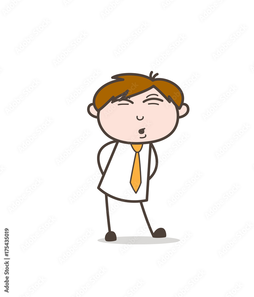 Cartoon Young Boy in Funny Pose Vector Cartoon Young Boy in Funny Pose Vector