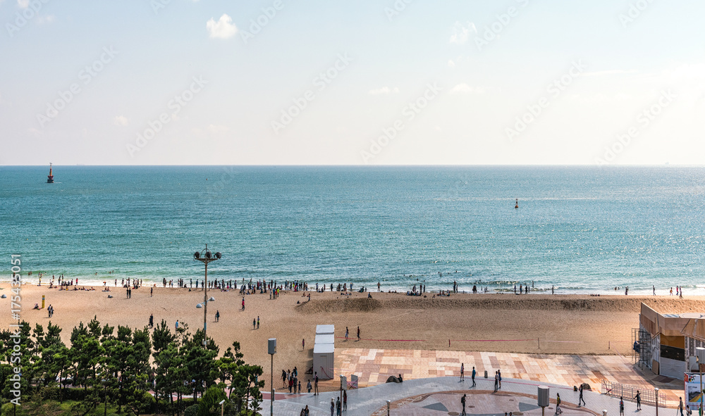 Haeundae beach sea is Busan's most popular in Korea.