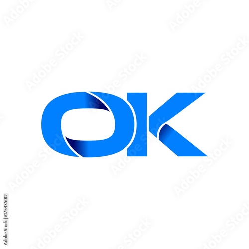 ok logo initial logo vector modern blue fold style