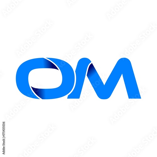 om logo initial logo vector modern blue fold style