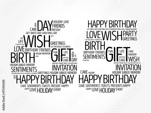 Canvas Print Happy 65th birthday word cloud collage concept