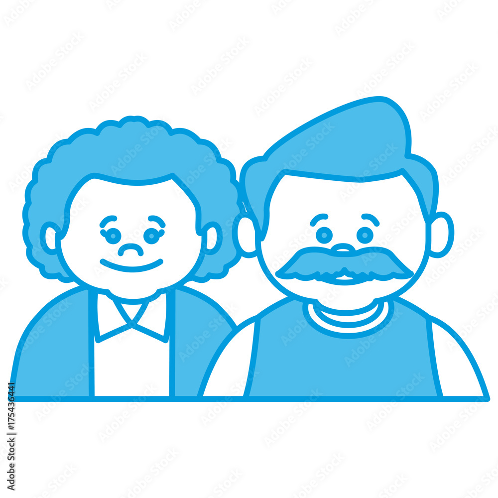Cute grandparents couple cartoon icon vector illustration graphic design Cute grandparents couple cartoon icon vector illustration graphic design