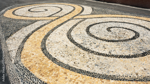 Colorful pebble stone flooring textured © itataekeerati