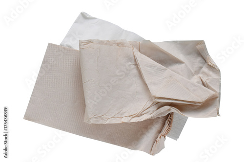  Piece paper napkin brown,  isolated on white background with clipping path.