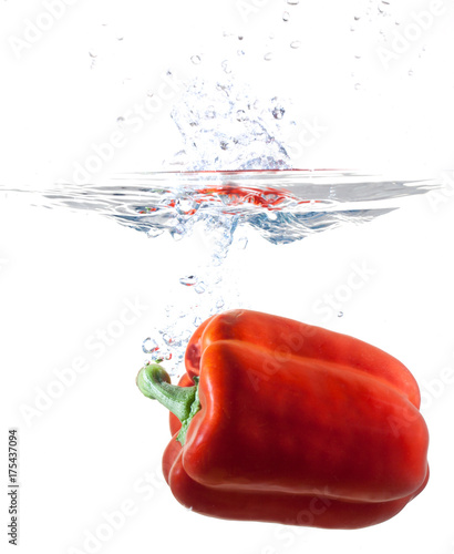Bell Pepper Dropping Into Water