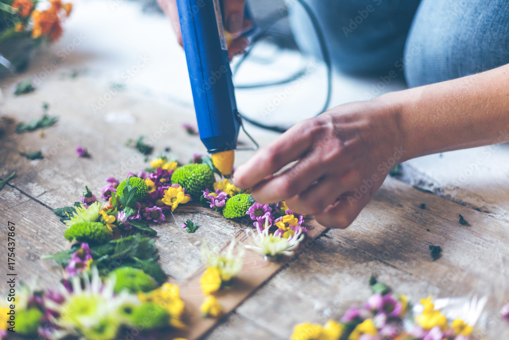 Florist making flower decoration Florist making flower decoration