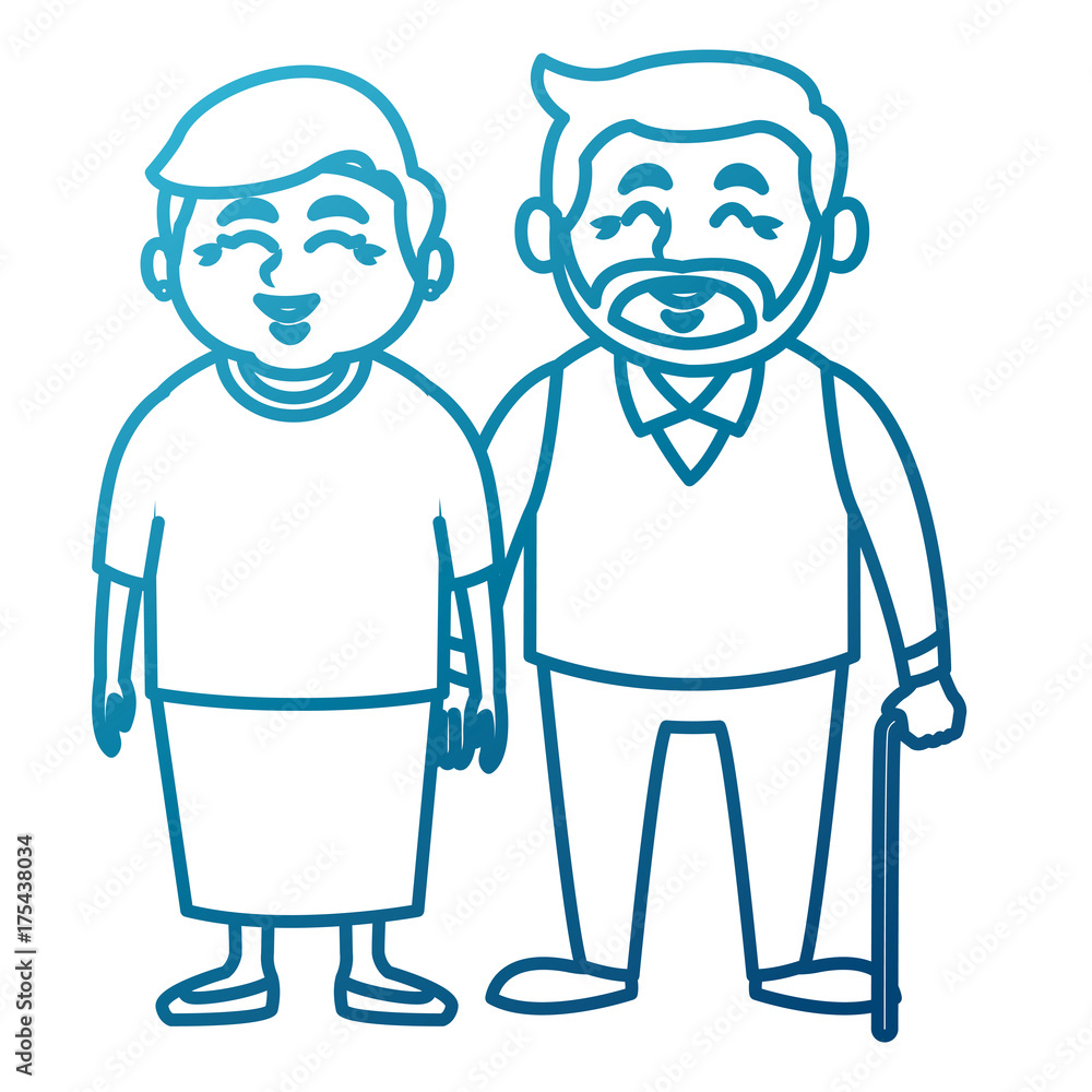 Cute grandparents couple cartoon icon vector illustration graphic design