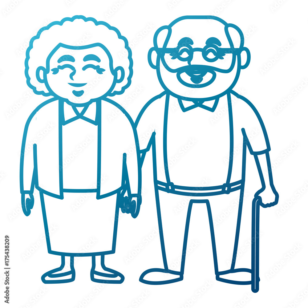 Cute grandparents couple cartoon icon vector illustration graphic design Cute grandparents couple cartoon icon vector illustration graphic design