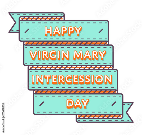 Happy Virgin Mary Intercession emblem isolated vector illustration on white background. 14 october world orthodox holiday event label, greeting card decoration graphic element