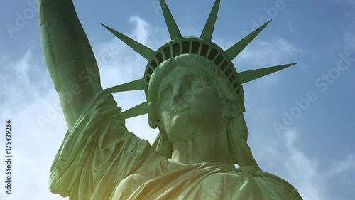 New York: Statue of Liberty, with clouds 