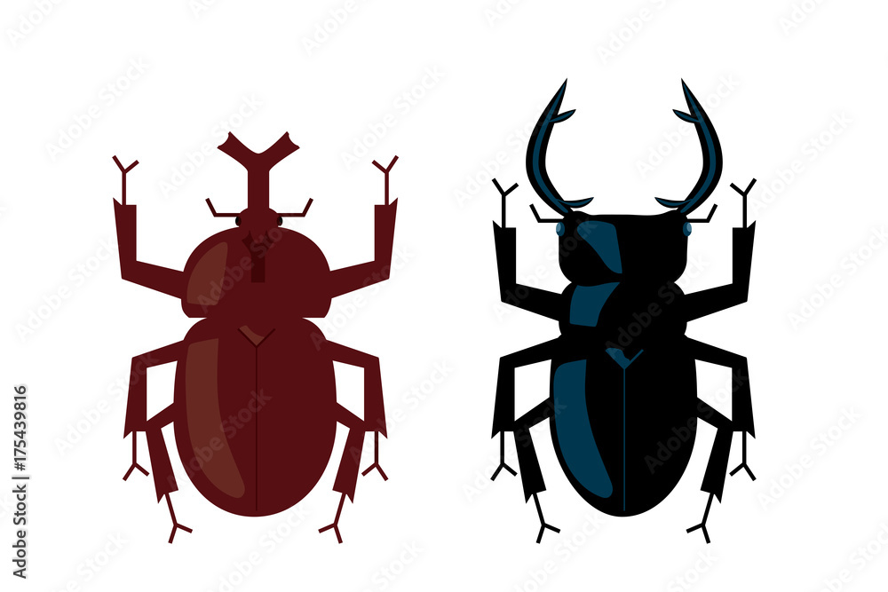 カブトムシとクワガタのイラスト ベクターデータ Beetle Illustration Stock ベクター Adobe Stock