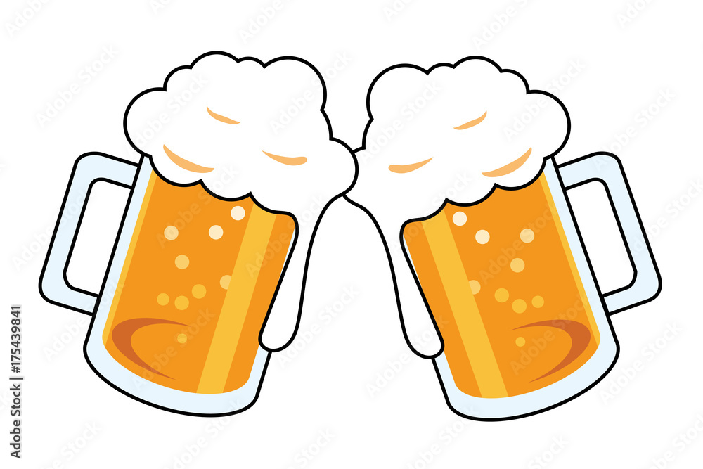 ジョッキのビールで乾杯のイラスト ベクターデータ Illustration Of Beer Stock Vector Adobe Stock