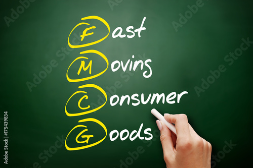 FMCG - Fast Moving Consumer Goods, acronym business concept on blackboard