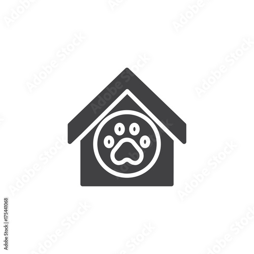 Pet shelter icon vector, filled flat sign, solid pictogram isolated on white. Doghouse Symbol, logo illustration.