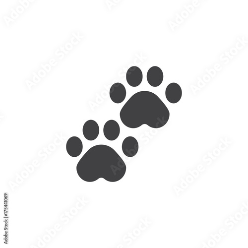 Pawprints icon vector, filled flat sign, solid pictogram isolated on white. Paw symbol, logo illustration.