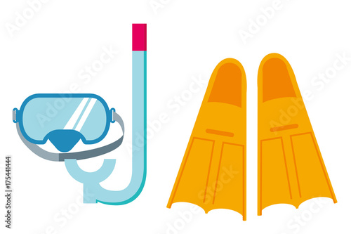 シュノーケル3点セットのイラスト｜ベクター｜Snorkelling
