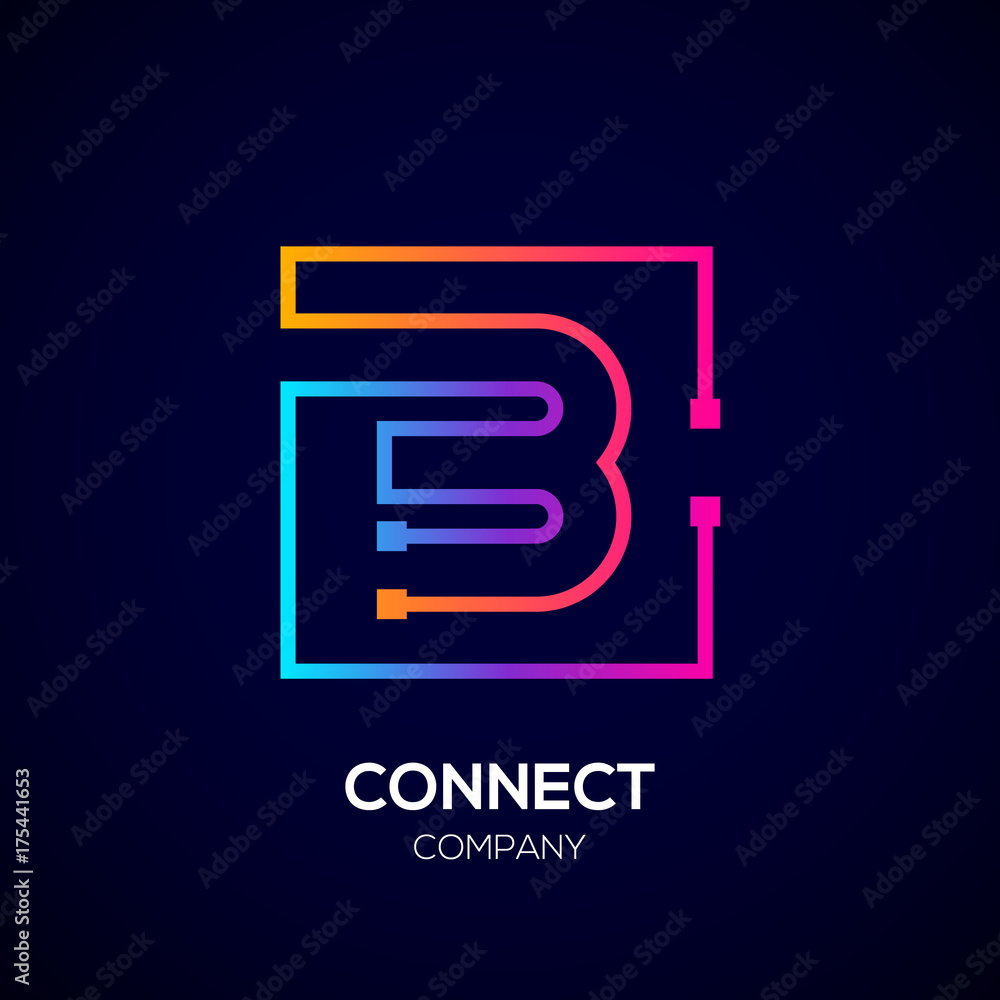 Letter B logo, Square shape, Colorful, Technology and digital abstract ...