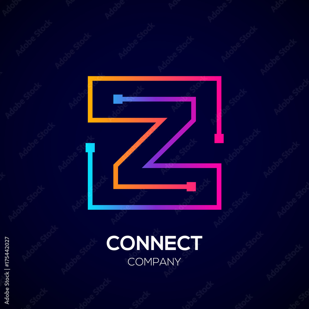 Letter Z logo, Square shape, Colorful, Technology and digital abstract dot connection Letter Z logo, Square shape, Colorful, Technology and digital abstract dot connection