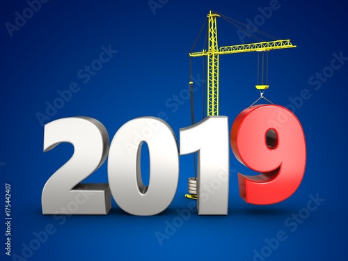 3d 2019 year silver sign