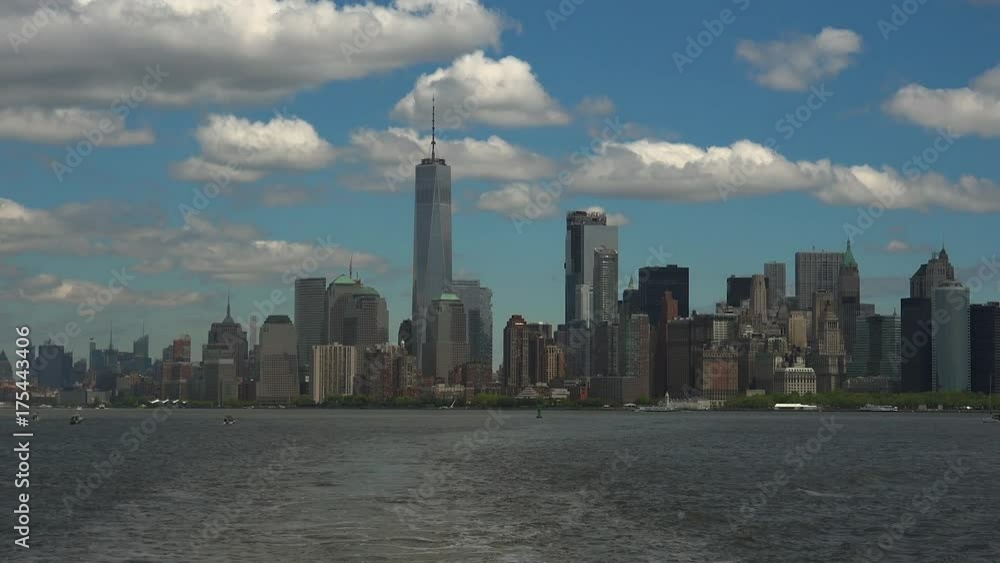Panoramic view New York City from vessel,real time Panoramic view New York City from vessel,real time