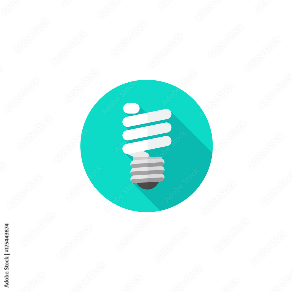 Light bulb icon vector illustration, flat cartoon fluorescent bulb symbol isolated on white Light bulb icon vector illustration, flat cartoon fluorescent bulb symbol isolated on white
