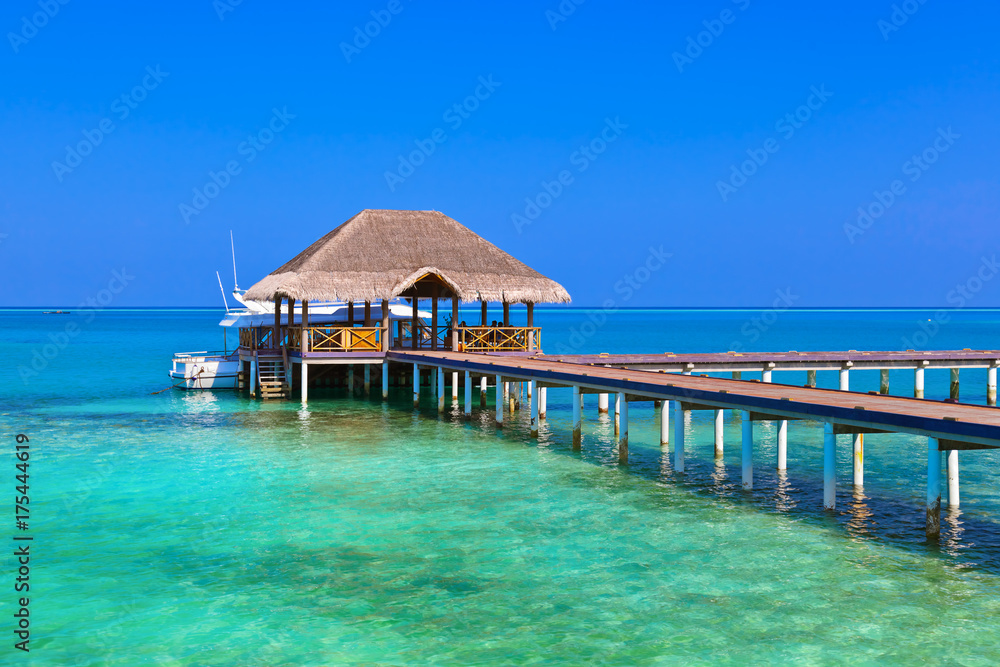 Cafe on tropical Maldives island