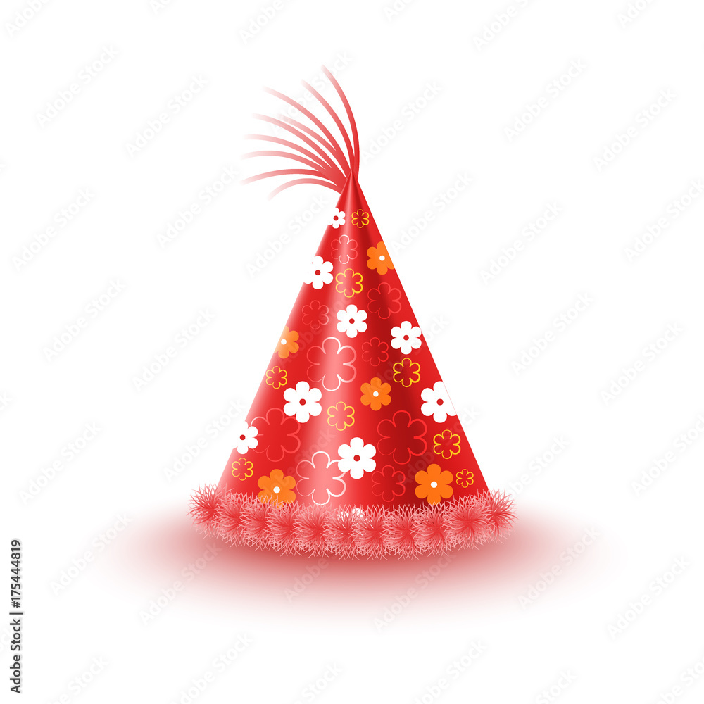 Festive Cap With Flowers Isolated Illustration Festive Cap With Flowers Isolated Illustration